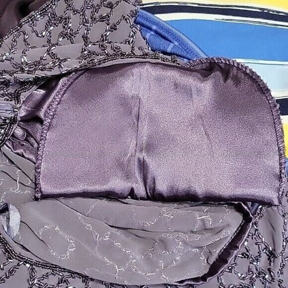 Sylvia Ann Blouse Beaded Periwinkle sequined Size 10-12 formal dressy party vtg - Picture 6 of 7